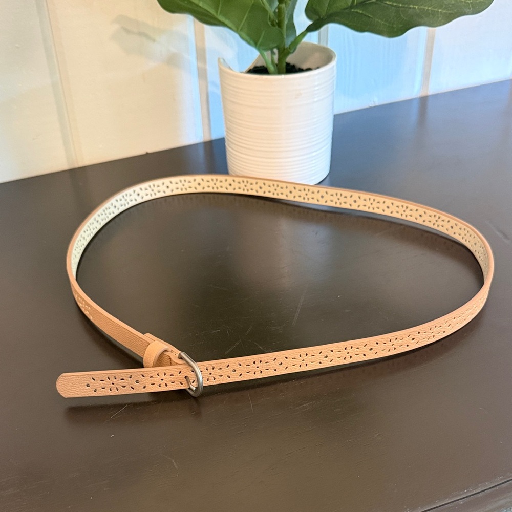 Elegant Tan Perforated Women's Belt